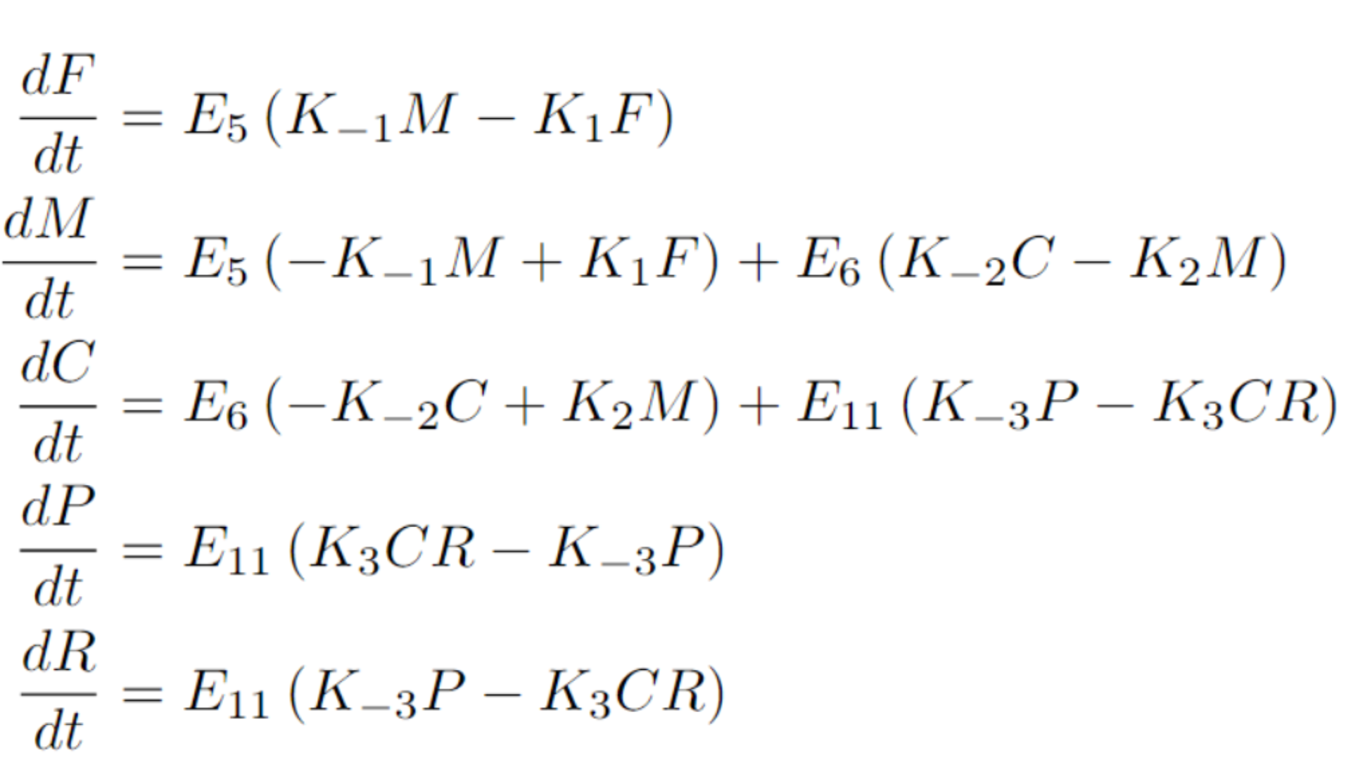 ODE system equations